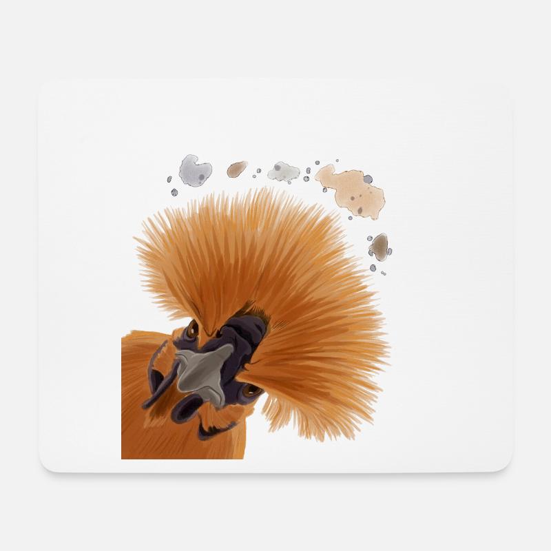 Neugieriges Seidenhuhn - Mousepad (Querformat) - Weiß