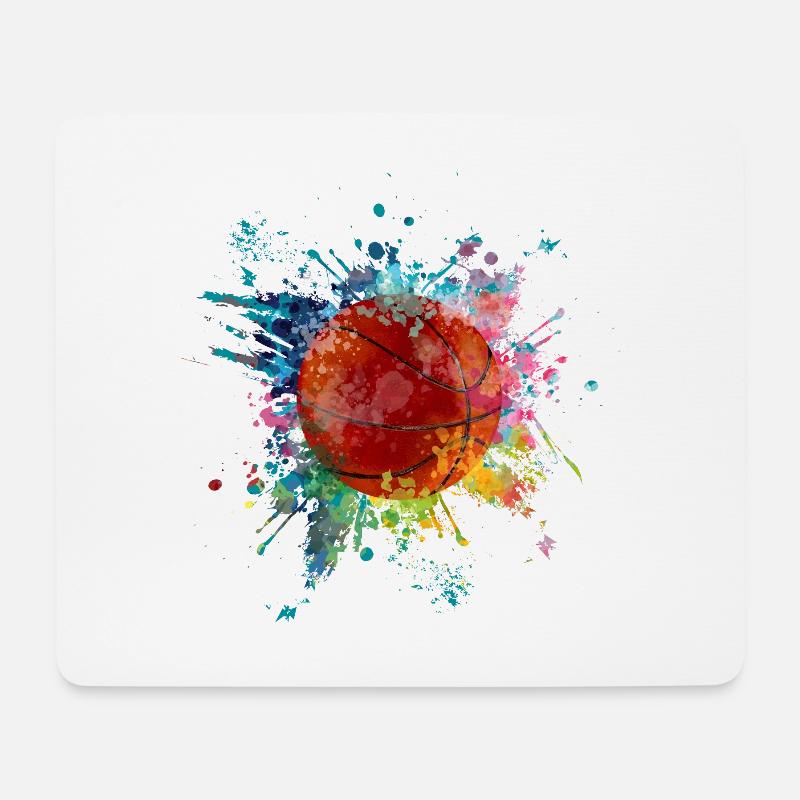 Wasserfabe Farbexplosion Splash Design Basketball - Mousepad (Querformat) - Weiß