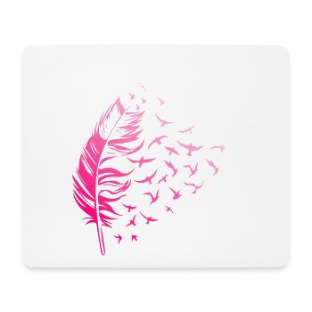 Feder Vintage Vögel Vogelschwarm Kunst - Mousepad (Querformat) - Weiß - Vorne