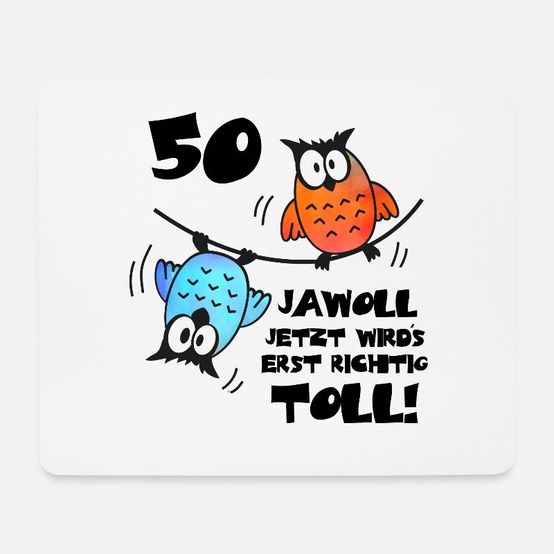 Eulen Frauen Männer 50. Geburtstag 50 Jahre - Mousepad (Querformat) - Weiß