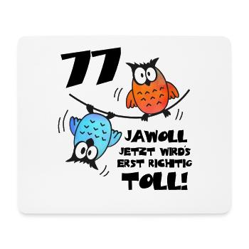 Eulen Frauen Männer 77. Geburtstag 77 Jahre - Mousepad (Querformat) - Weiß - Vorne
