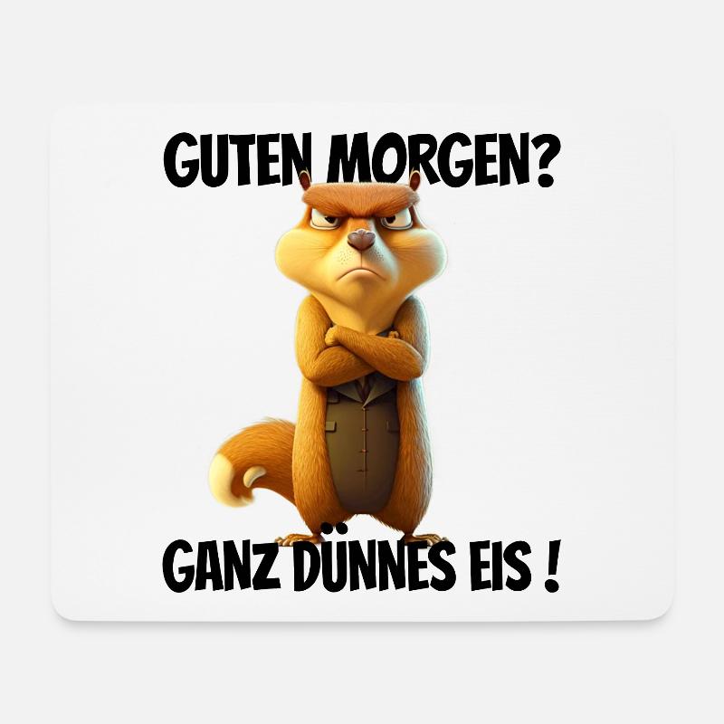 Guten Morgen? Ganz dünnes Eis! Lustiges Hörnchen - Mousepad (Querformat) - Weiß