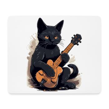 Musician Black Cat Guitarist Bombay Cats - Mouse Pad (horizontal) - white - Front