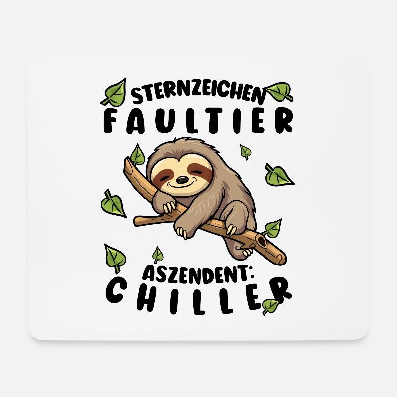 Faultier Lustiger Spruch: Sternzeichen Faultier - Mousepad (Querformat) - Weiß