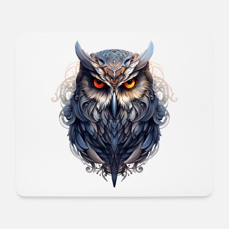 Süße Eule mit großen Augen - Mousepad (Querformat) - Weiß