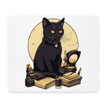 Schwarze Katze mit Bücher Bombay Cat Buch Katzen - Mousepad (Querformat) - Weiß - Vorne