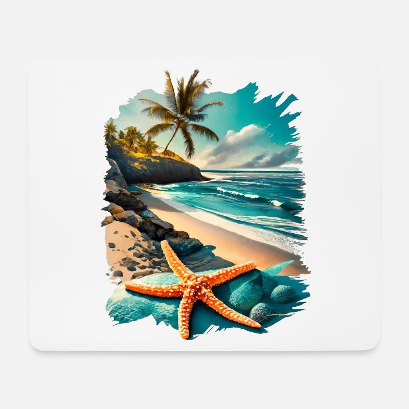 Natur Sommer Meer Ozean Seestern - Mousepad (Querformat) - Weiß