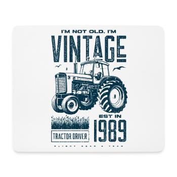 Vintage tracteur fermier anniversaire né en 1989 - Tapis de souris (format paysage) - blanc - Devant