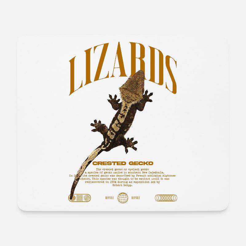 Schopfgecko Streetwear Eidechsen-Hüter - Mousepad (Querformat) - Weiß