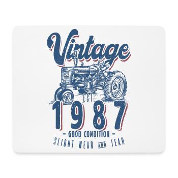 Anniversaire Agriculteur Tracteur Vintage Né En 1987 - Tapis de souris (format paysage) - blanc - Devant