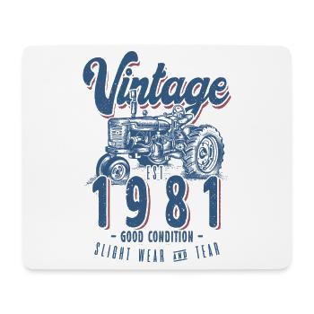 Oldtimer Traktor Farmer Geburtstag Jahrgang 1981 - Mousepad (Querformat) - Weiß - Vorne