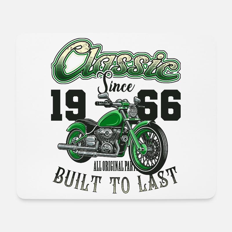 Motorrad Biker Motorrad Geburtstag Jahrgang 1966 - Mousepad (Querformat) - Weiß