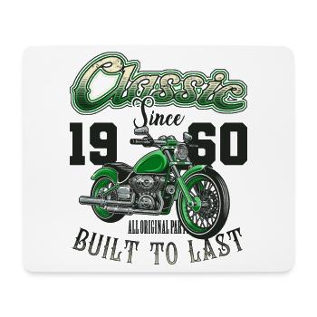 Moto Motard Moto Anniversaire Né En 1960 - Tapis de souris (format paysage) - blanc - Devant