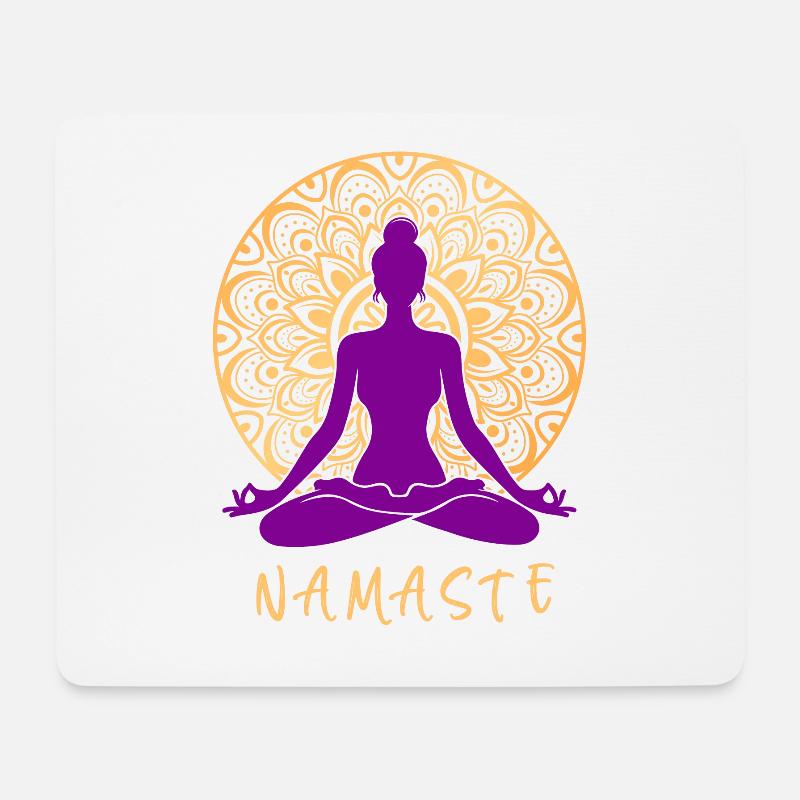 Lotusblume Yoga Pose Yin Yang Meditation Mandala - Mousepad (Querformat) - Weiß