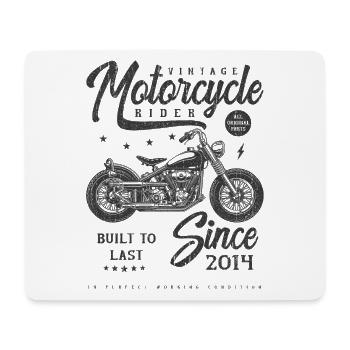 Moto Vintage Motard Anniversaire Né En 2014 - Tapis de souris (format paysage) - blanc - Devant