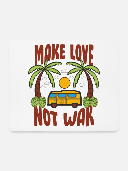 Make Love Not War Flowerpower Hippie - Mousepad (Querformat) - Weiß