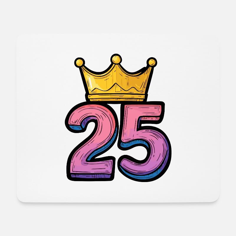 25 Zahl Krone - Mousepad (Querformat) - Weiß