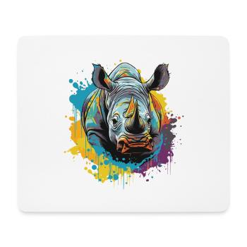 Rhino Animal Pop Art Head - Mouse Pad (horizontal) - white - Front