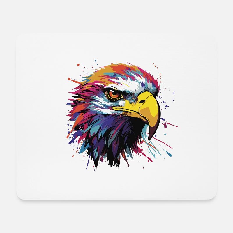 Adler Tier Pop Art Kopf - Mousepad (Querformat) - Weiß