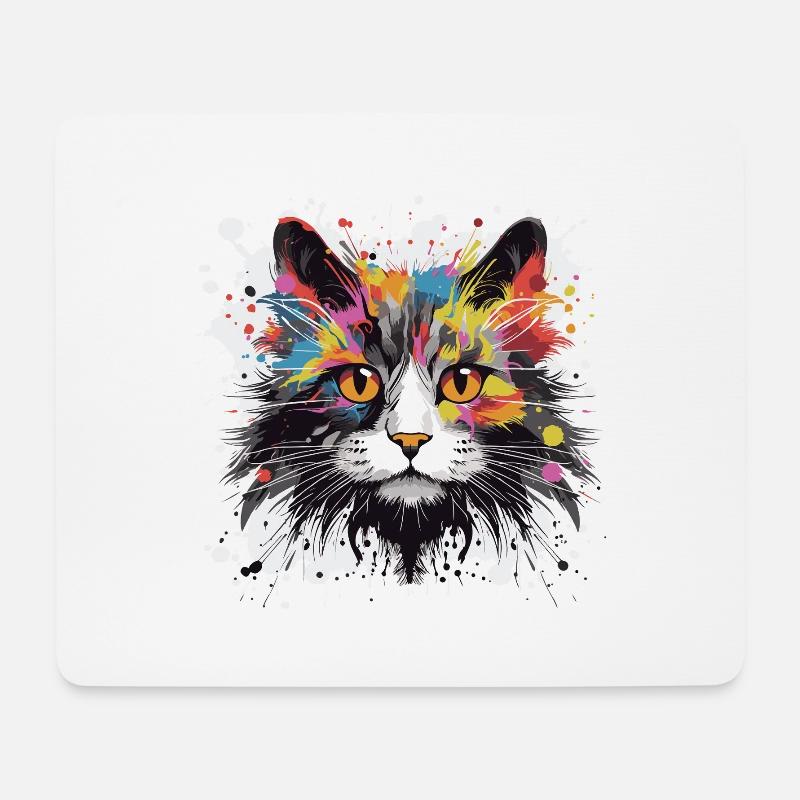 Katze Symbol Tier Pop Art Kopf - Mousepad (Querformat) - Weiß