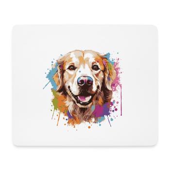 Golden Retriever Dog Animal Pop Art Head - Mouse Pad (horizontal) - white - Front