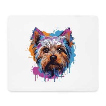 Yorkshire Terrier Dog Animal Pop Art Head - Mouse Pad (horizontal) - white - Front