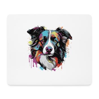 Border Collie Dog Animal Pop Art Head - Mouse Pad (horizontal) - white - Front