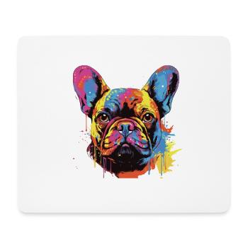 Französische Bulldogge Hund Kopf Porträt - Mousepad (Querformat) - Weiß - Vorne