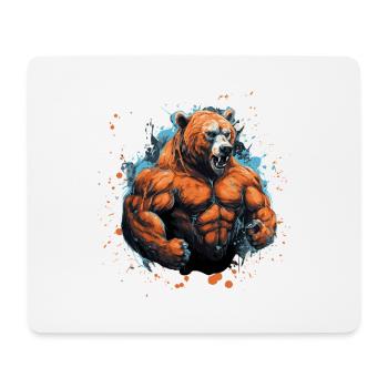 Combattant musculaire de l’ours grizzli - Tapis de souris (format paysage) - blanc - Devant