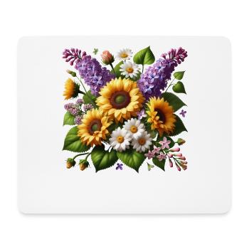 Sonnenblumen Flieder Margeriten Blume floral - Mousepad (Querformat) - Weiß - Vorne
