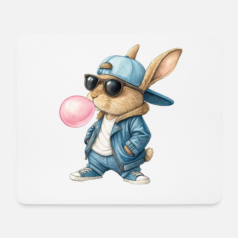 Cooler Hase Osterhase Bunny Kaninchen Kinder - Mousepad (Querformat) - Weiß