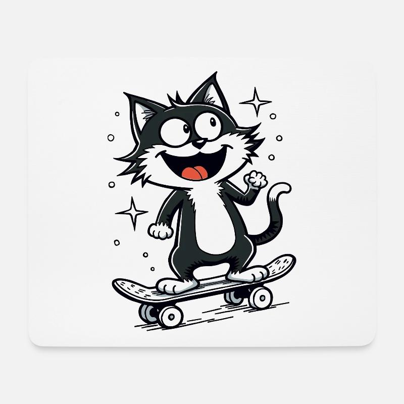 Skateboarder Skater Katze Skateboard Skaten - Mousepad (Querformat) - Weiß