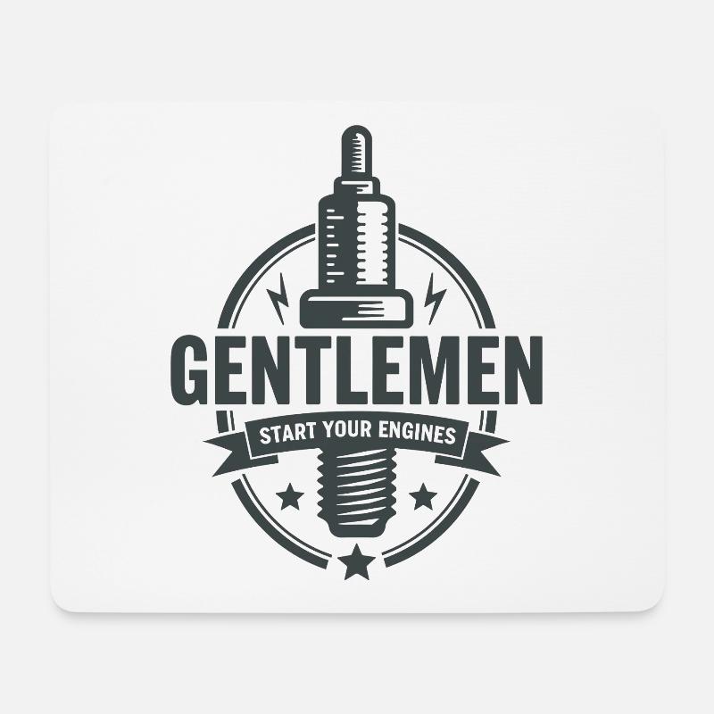 Gentlemen Start Your Engines Motorsport - Mousepad (Querformat) - Weiß