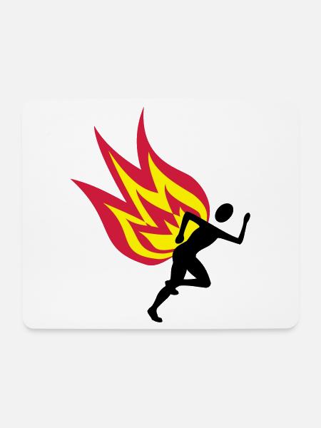 Jogger Feuer - Mousepad (Querformat) - Weiß