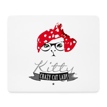 chat hippie minou dame folle de chat foulard rouge br - Tapis de souris (format paysage) - blanc - Devant