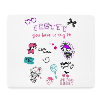 Pretty Doodles : Motifs colorés pour enfants lolli Kita Girl - Tapis de souris (format paysage) - blanc - Devant