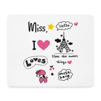 paris Petite Fille Miss Rose Coeur Teen Girl Caniche - Tapis de souris (format paysage) - blanc - Devant