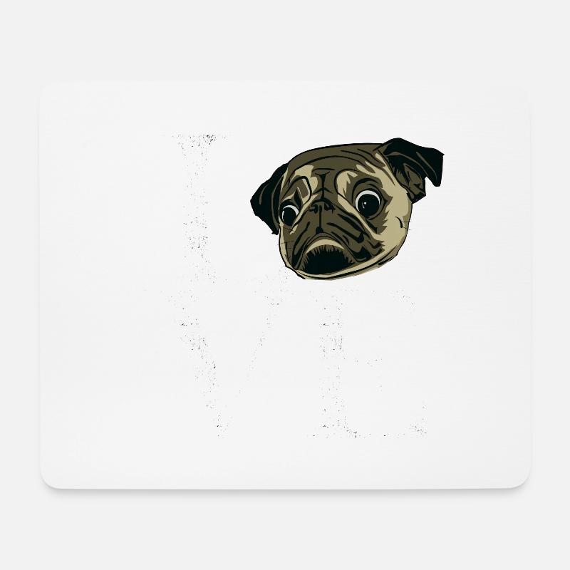 Mops white - Mousepad (Querformat) - Weiß