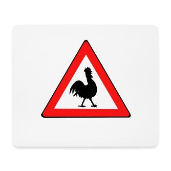 Chicken warning sign with humor - Mouse Pad (horizontal) - white - Front