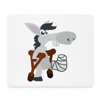 lustige Tiere Kindermotiv kranker Esel auf Krücken - Mousepad (Querformat) - Weiß - Vorne