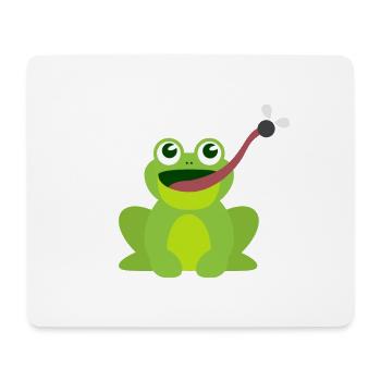 lustig Tiermotiv Kindershirt Frosch fängt Fliege - Mousepad (Querformat) - Weiß - Vorne