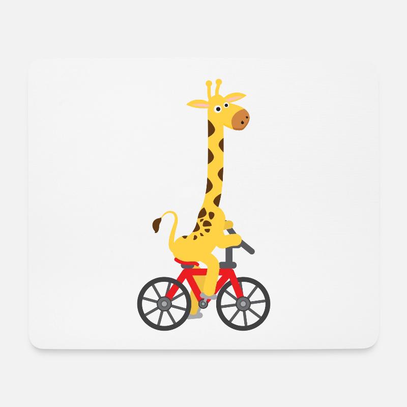 Children's motif: Giraffe rides on a bicycle - Mouse Pad (horizontal) - white