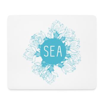 Sea Blossom Blue Sea Motif - Tapis de souris (format paysage) - blanc - Devant