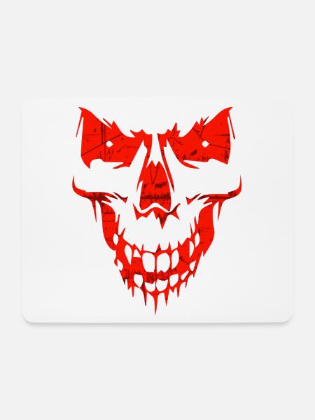 Roter Totenkopf Grunge Stil - Mousepad (Querformat) - Weiß