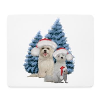 Chien mignon de Noël avec écureuil - Tapis de souris (format paysage) - blanc - Devant