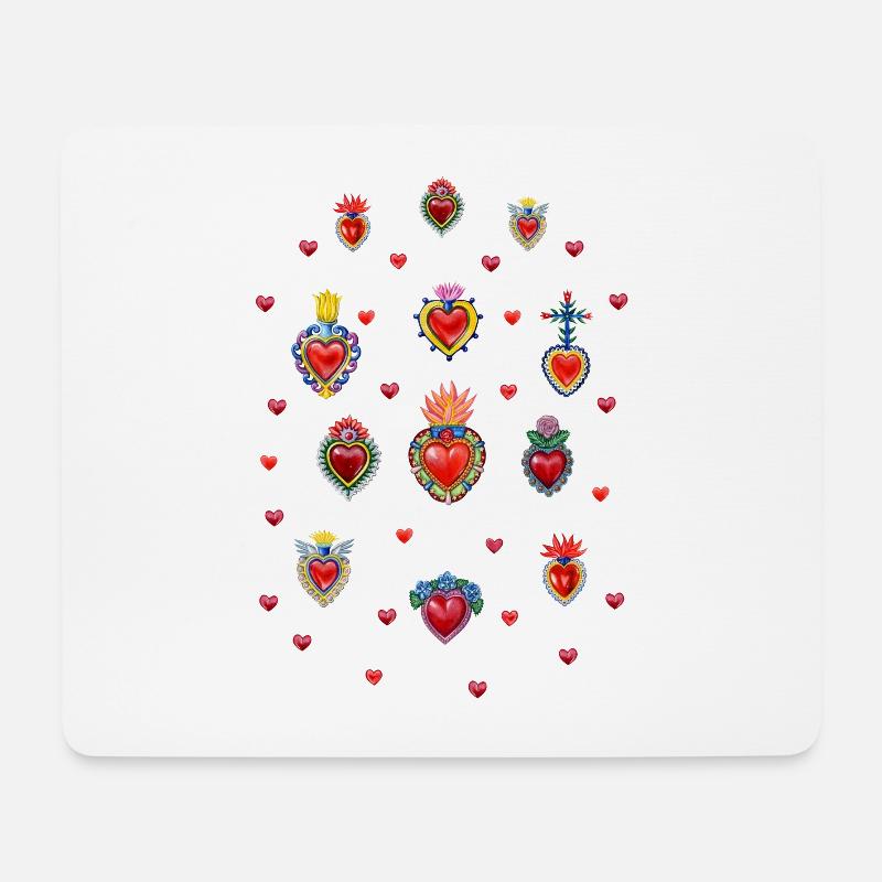 Mexican Sacred Hearts # 1 - Mouse Pad (horizontal) - white