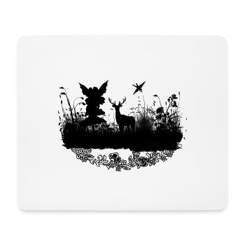 Little fairy with deer at night - Mouse Pad (horizontal) - white - Front
