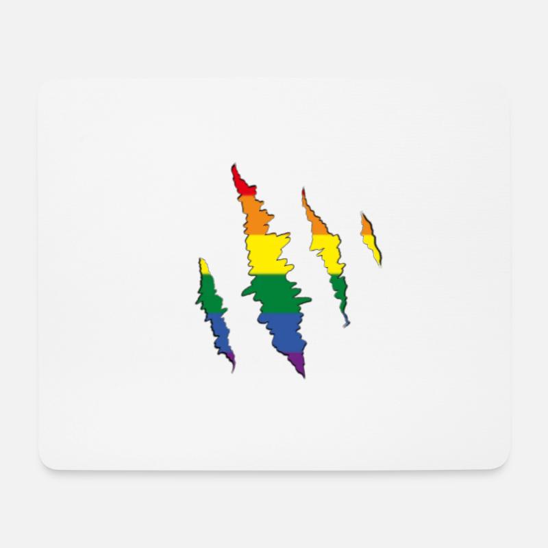 Regenbogen Kralle Kratzspur - Mousepad (Querformat) - Weiß