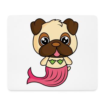 Mops als Meerjungfrau - Mousepad (Querformat) - Weiß - Vorne