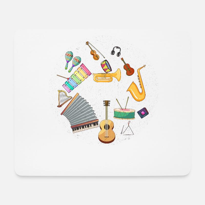 Art du cercle des instruments de musique - Tapis de souris (format paysage) - blanc